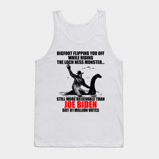 Bigfoot Riding Loch Ness Monster Biden Tank Top